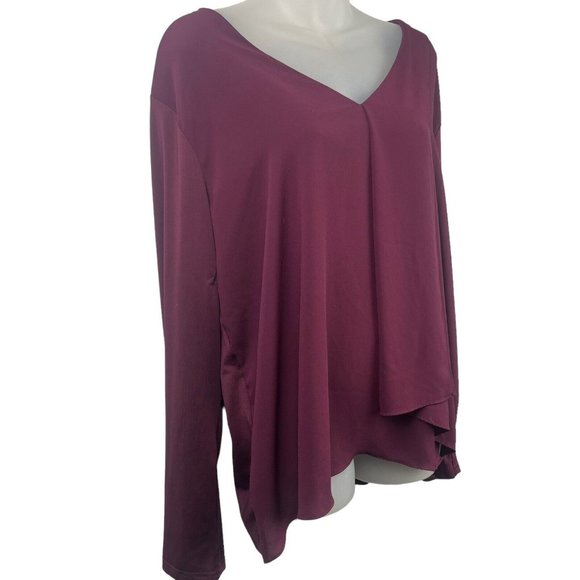 41 Hawthorn Blouse Top V-Neck 3/4 Sleeves Dark Purple Women's Size XXL 2XL - Picture 2 of 13